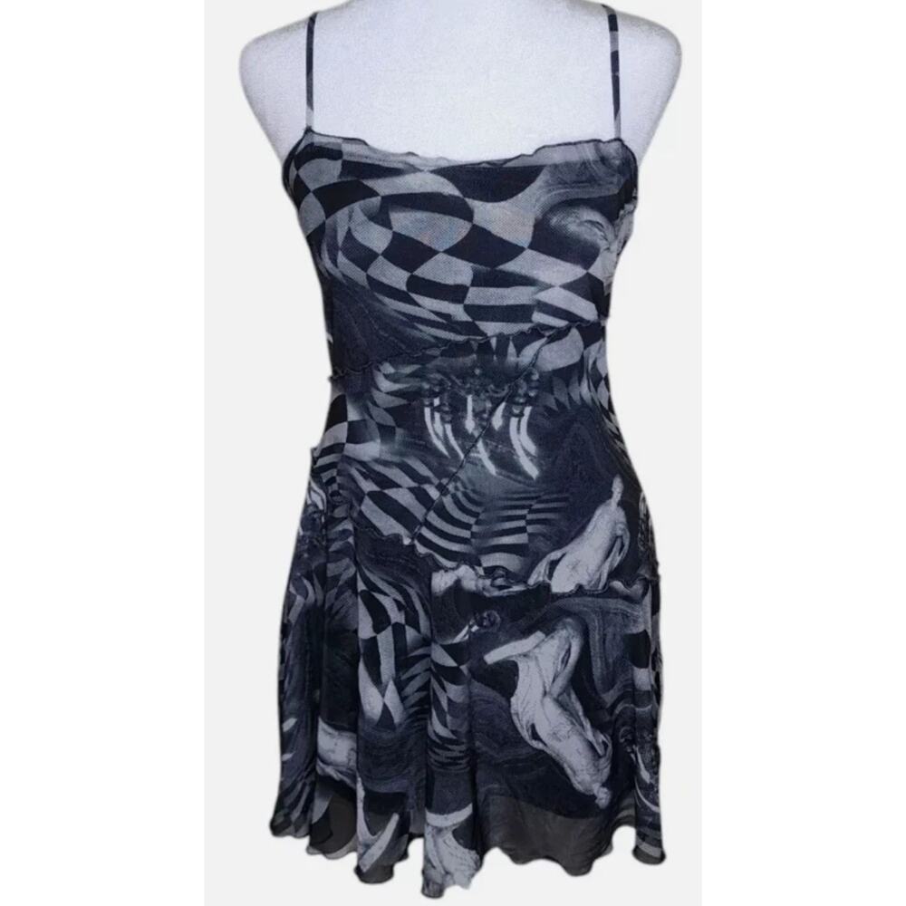 Urban Outfitters Moxie Mesh Mini Strappy Slip Dress Small Whimsigoth Grunge